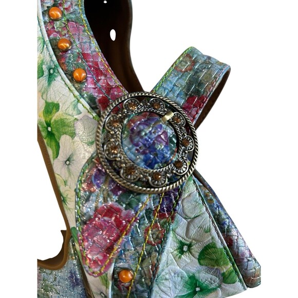 L'Artiste Spring Step Luckigirl Mary Jane Pump Green Multicolor Beaded Sz 41 - Picture 13 of 16